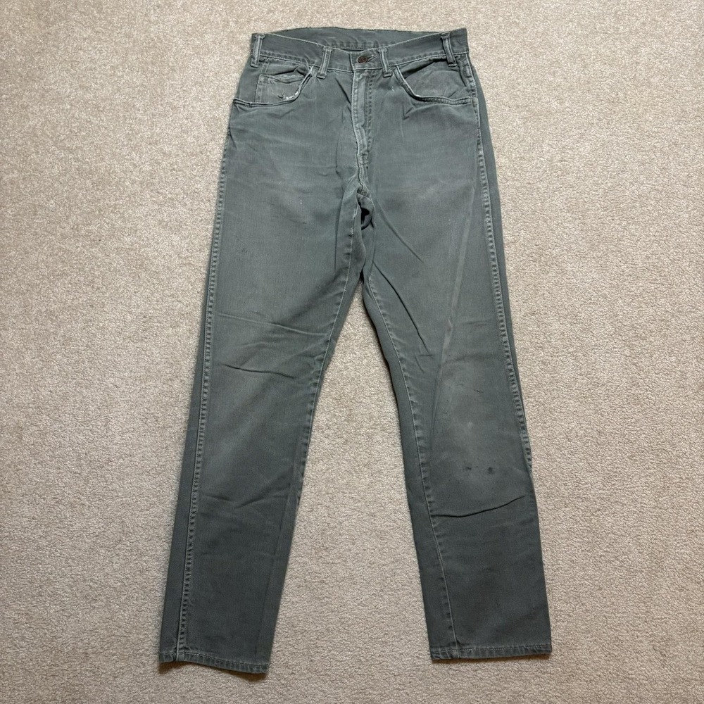 Vtg 70s Levis Jeans Mens 28x29 Faded Green Straight Leg Denim Distressed Talon